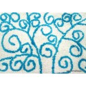 Alfombra de baño blanca y azul